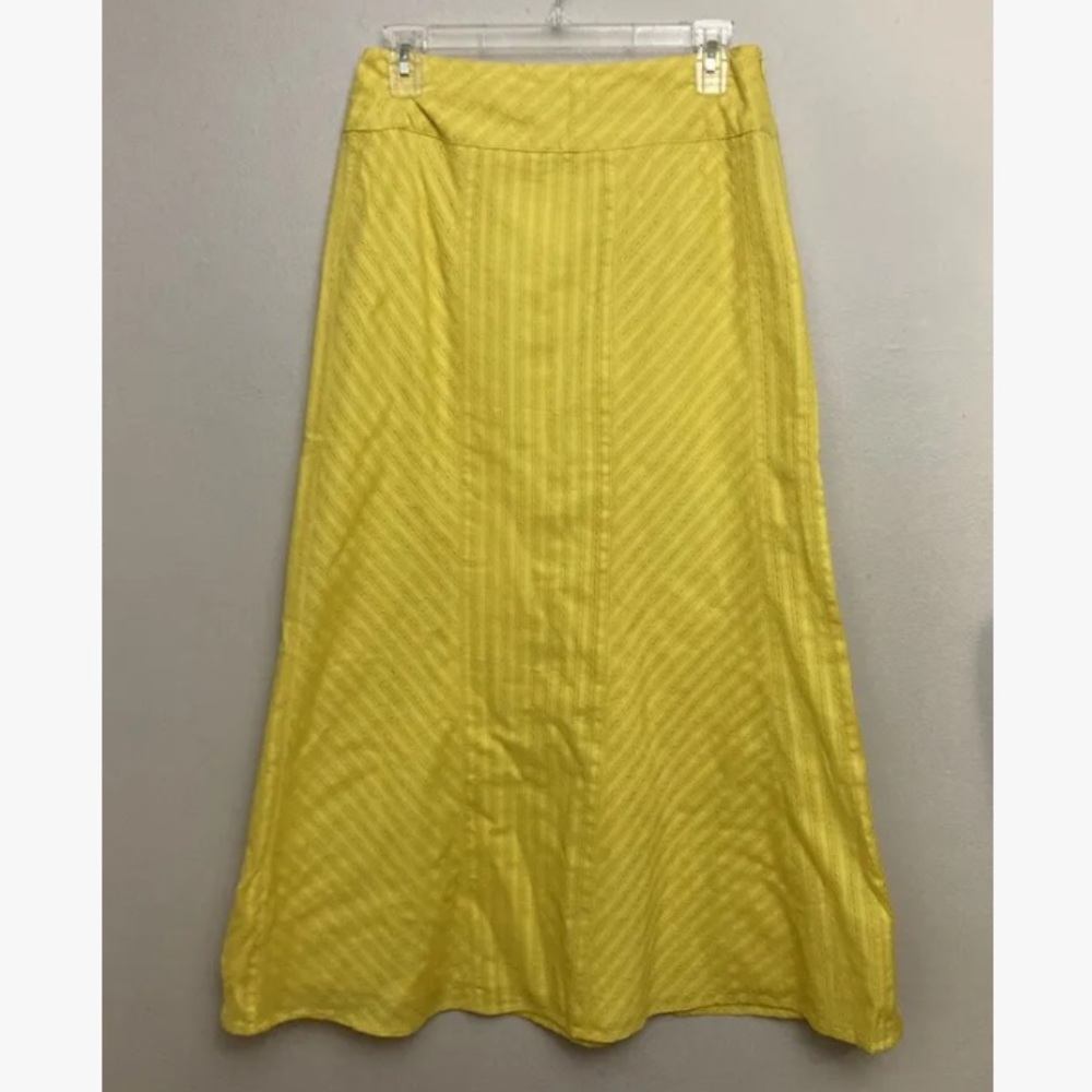9-27 Talbots Yellow maxi Skirt Cotton Eyelet 8p 8 Petite